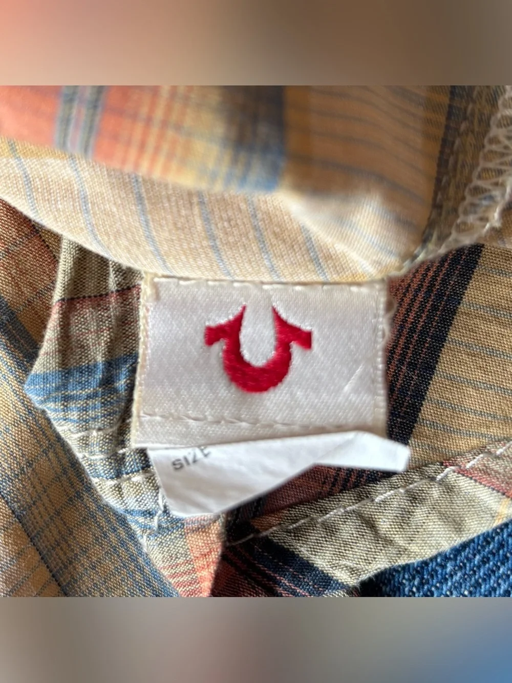 Vintage True Religion Mens Plaid Pearl Snap Shirt Large Western Style India